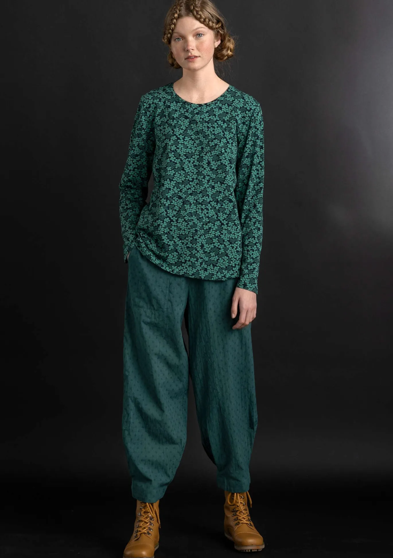 Ekopuuvillahousut dobby-kudosta1