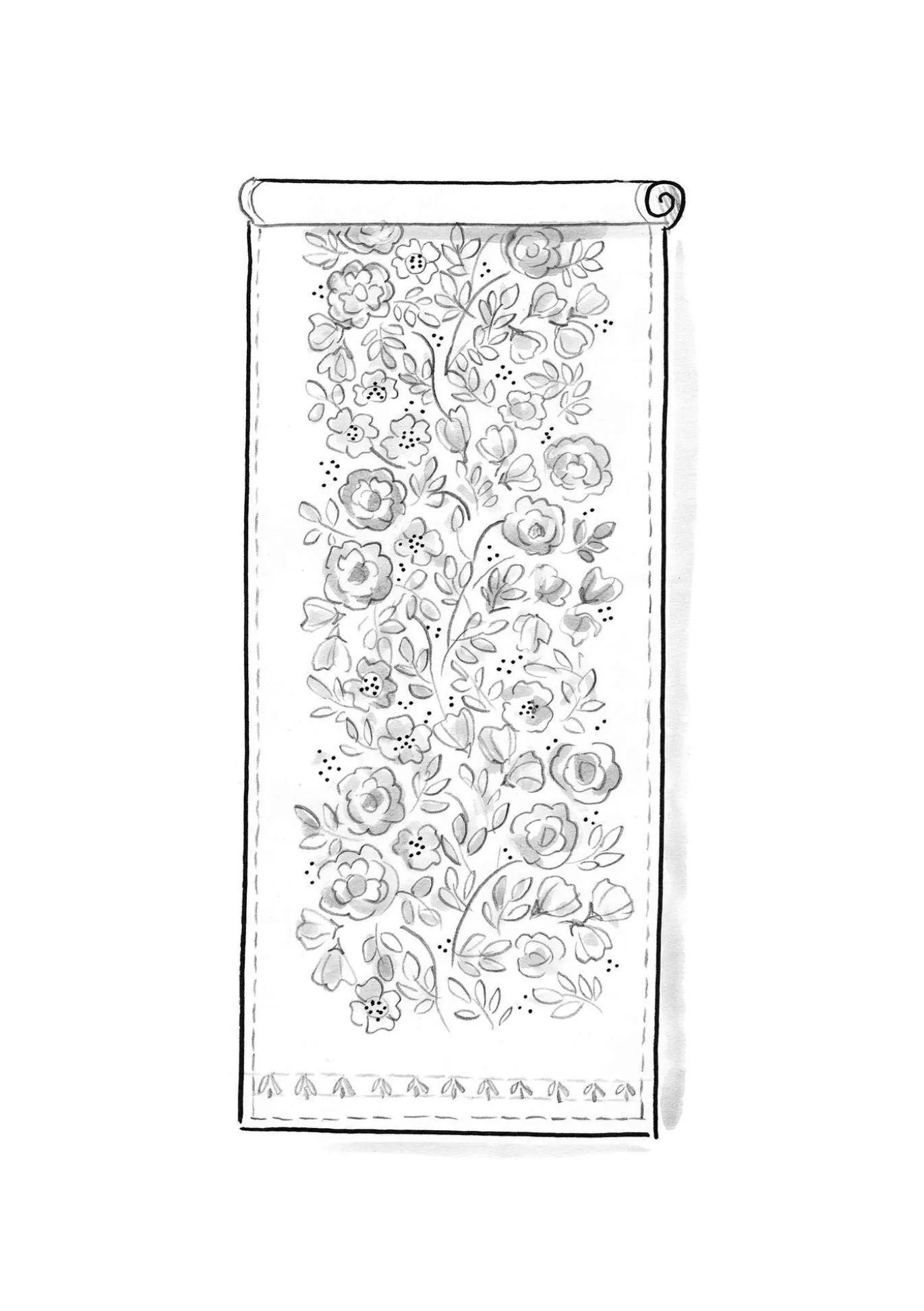 Kaitaliina "Wild rose" pellavaa ja puuvillaa