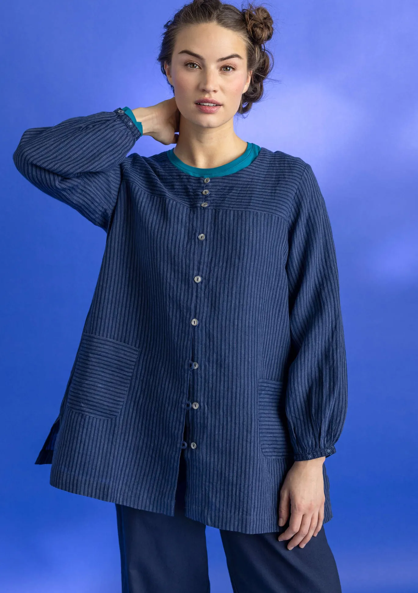 Kankainen taiteilijanpaita ”Asta” pellavaa