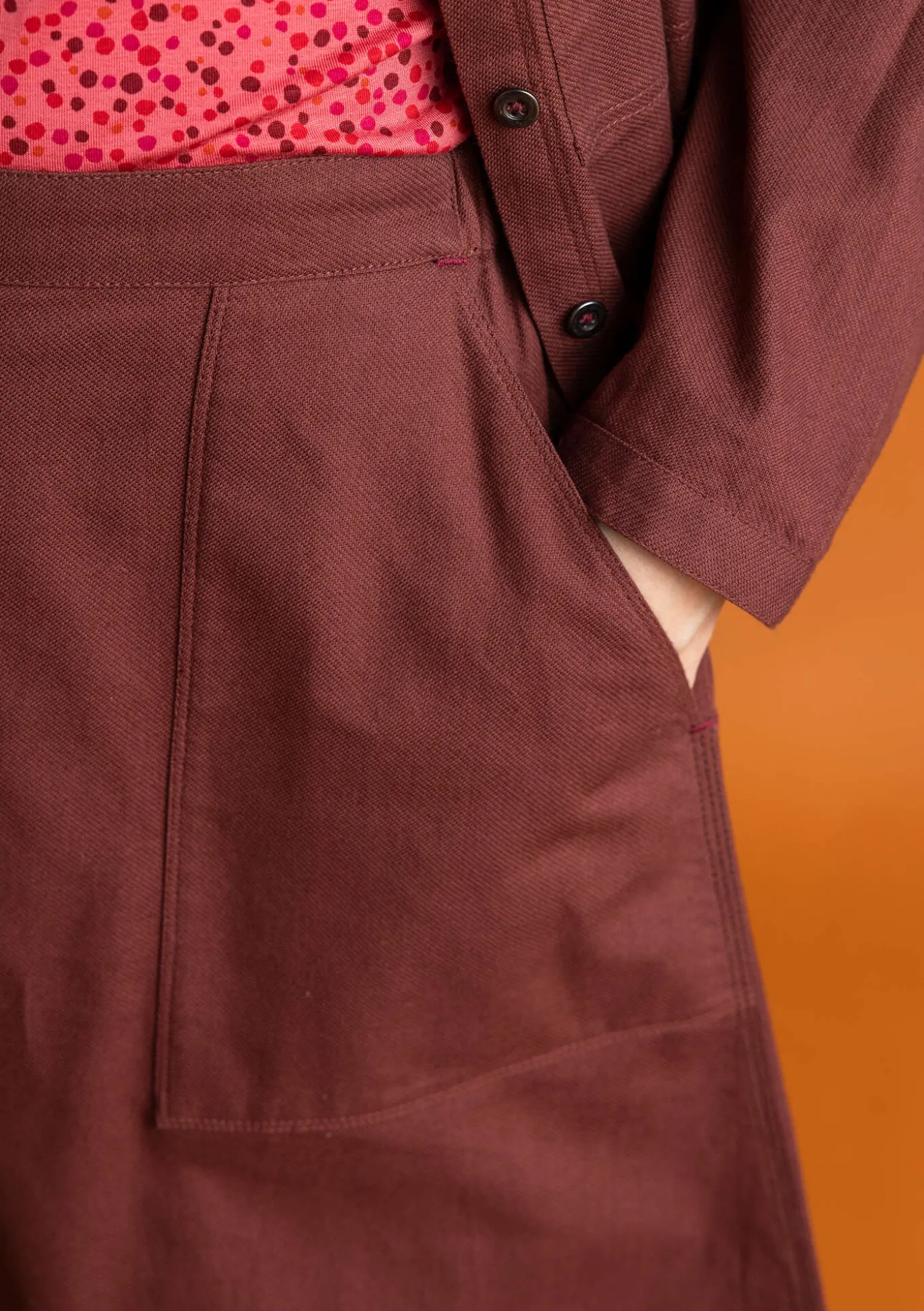 Kudottu twillhame ekopuuvillaa