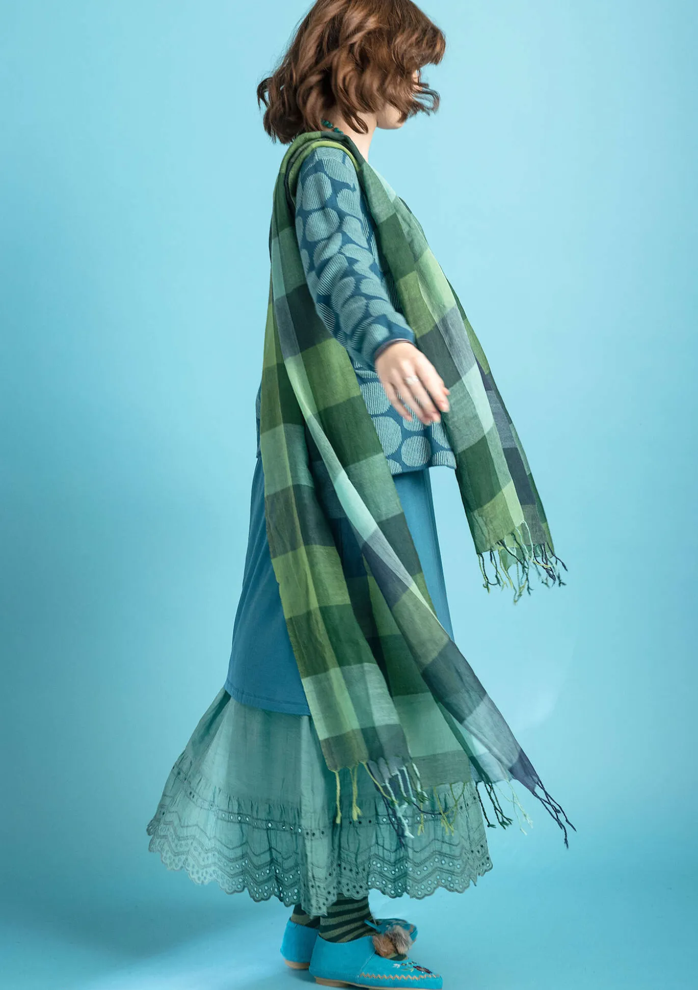 Lankavärjätty huivi ”Cleo” villaa