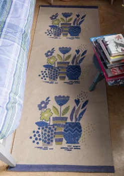 Painokuvioitu käytävämatto "Flower pots" ekopuuvillaa