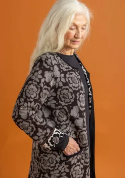 Pitkä neuletakki ”Astrid” ekologista/kierrätettyä puuvillaa