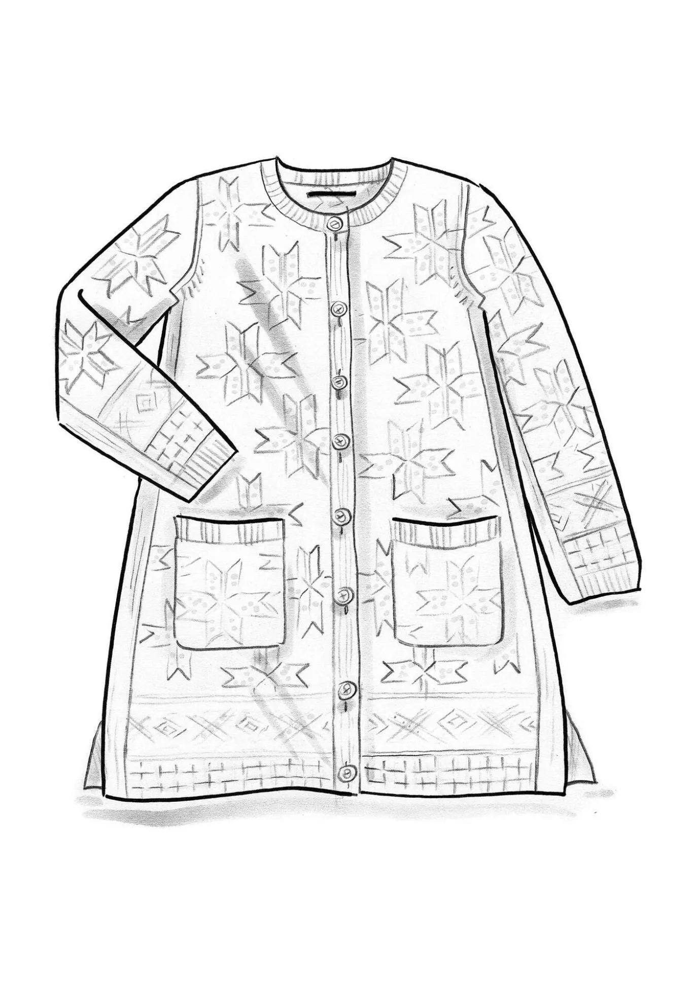 Pitkä neuletakki "Capella" karitsanvillaa