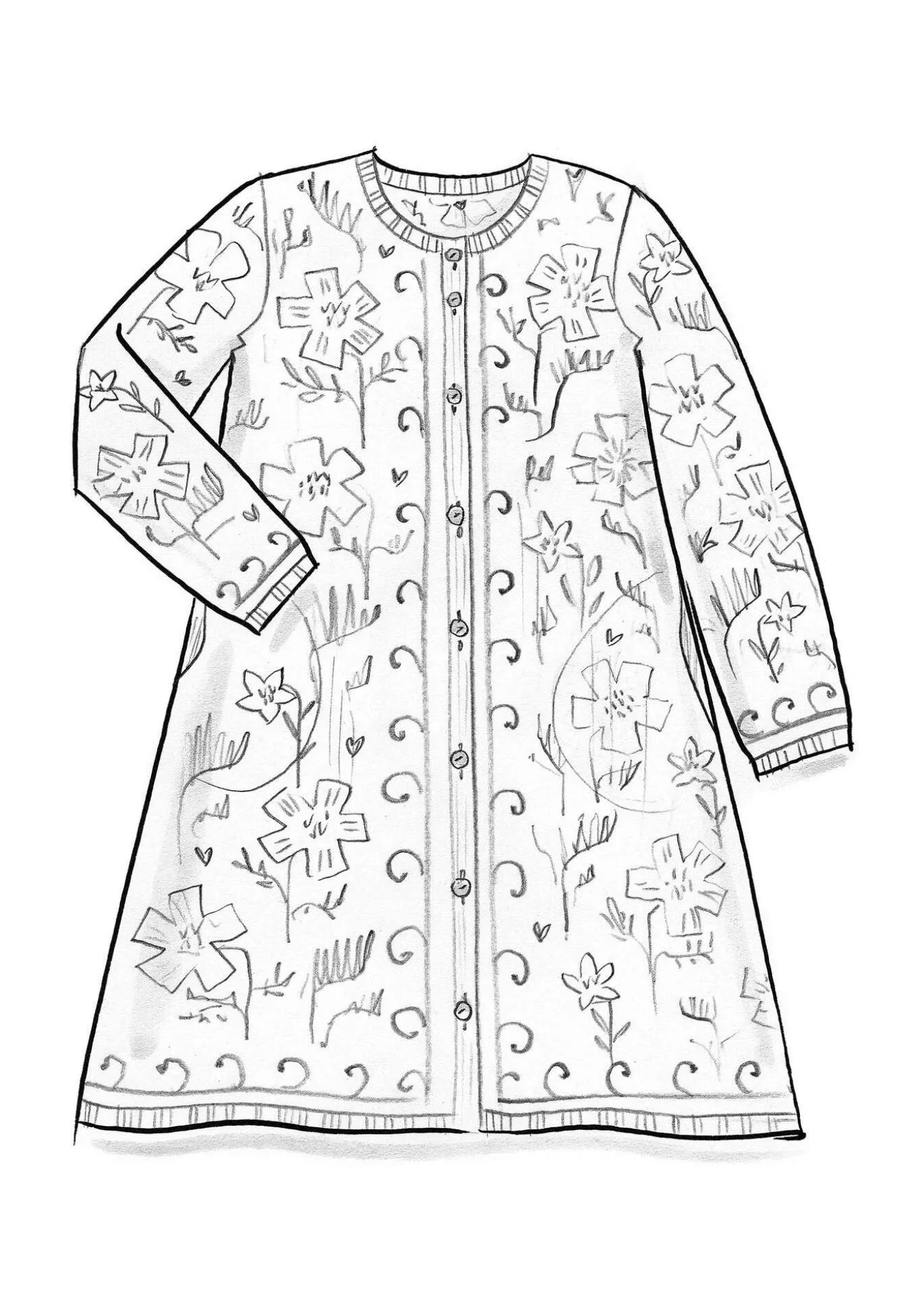 Pitkä neuletakki "Gnistra" alpakkasekoitetta sekä ekologista ja kierrätettyä puuvillaa