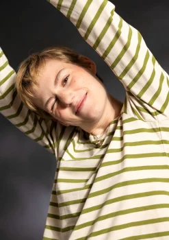 Raidallinen pusero ekopuuvillaa ja modaalia