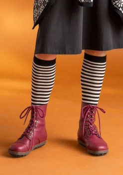 Raidalliset polvisukat ekopuuvillaa