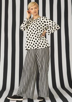 Raidalliset trikoohousut ekopuuvillaa ja modaalia