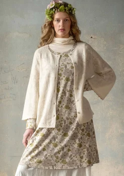 Reikäneuloksinen neuletakki "Blomstra" huovutettua villaa