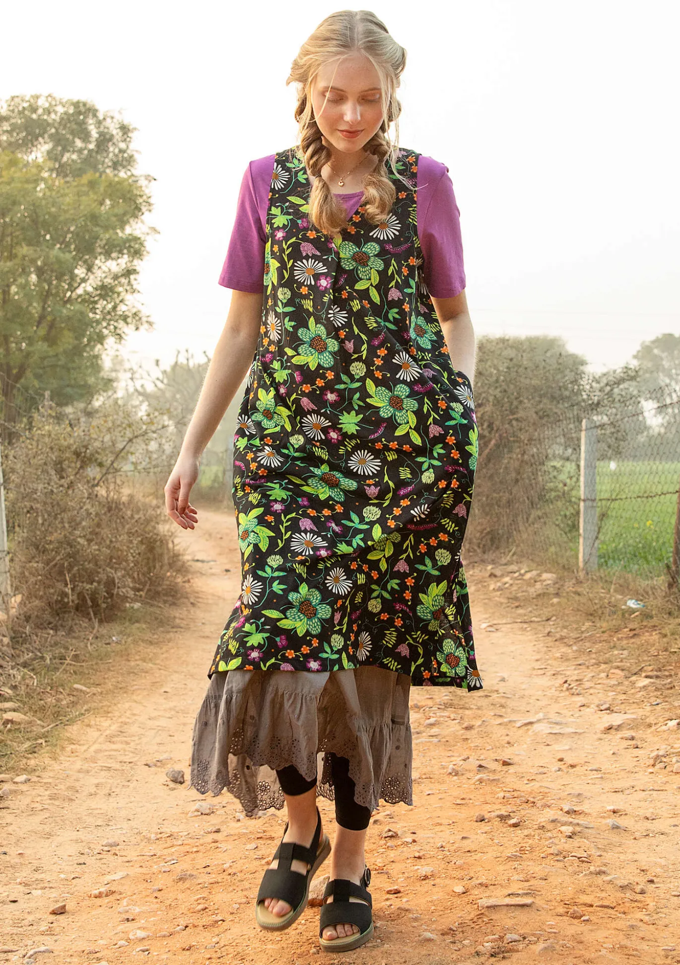 Trikoomekko "Midsommarsol" ekopuuvillaa