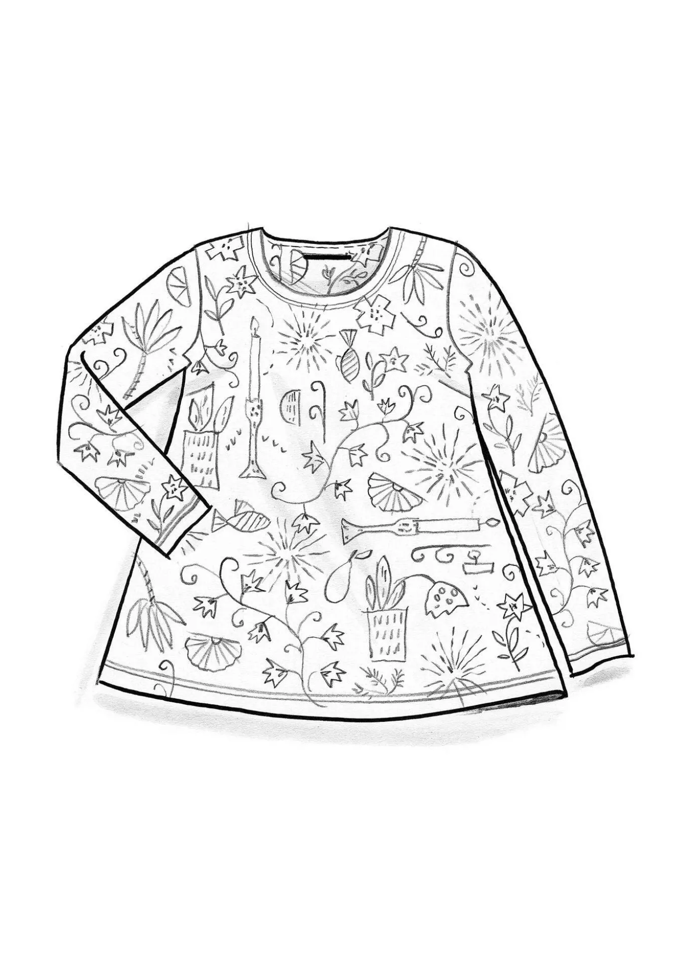 Trikoopusero "Fyrverkeri" ekopuuvillaa ja modaalia