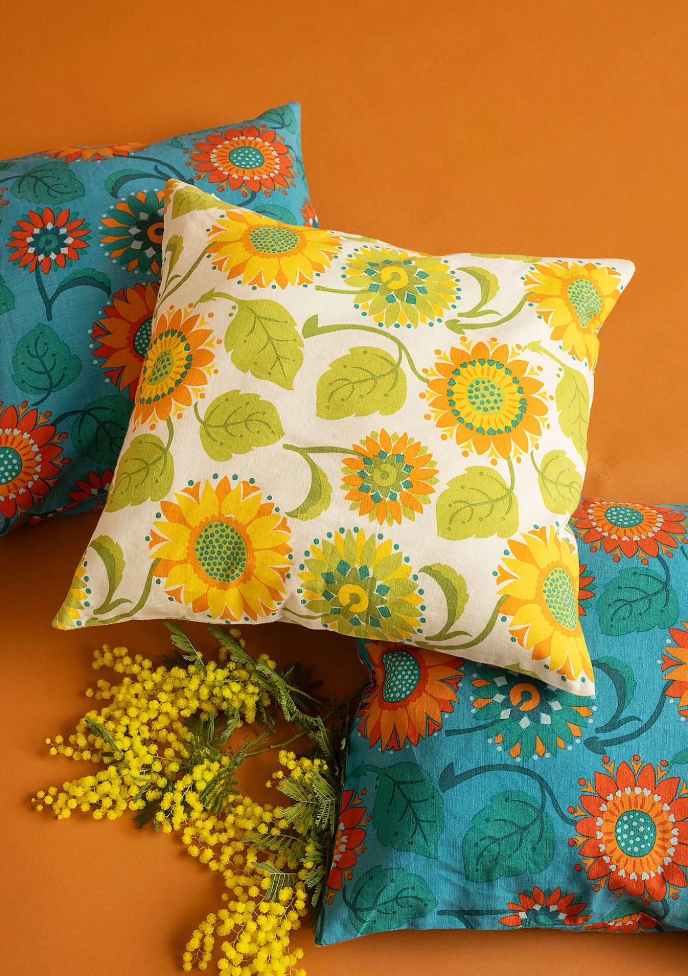 Tyynynpäällinen ”Sunflower” ekopuuvillaa/pellavaa