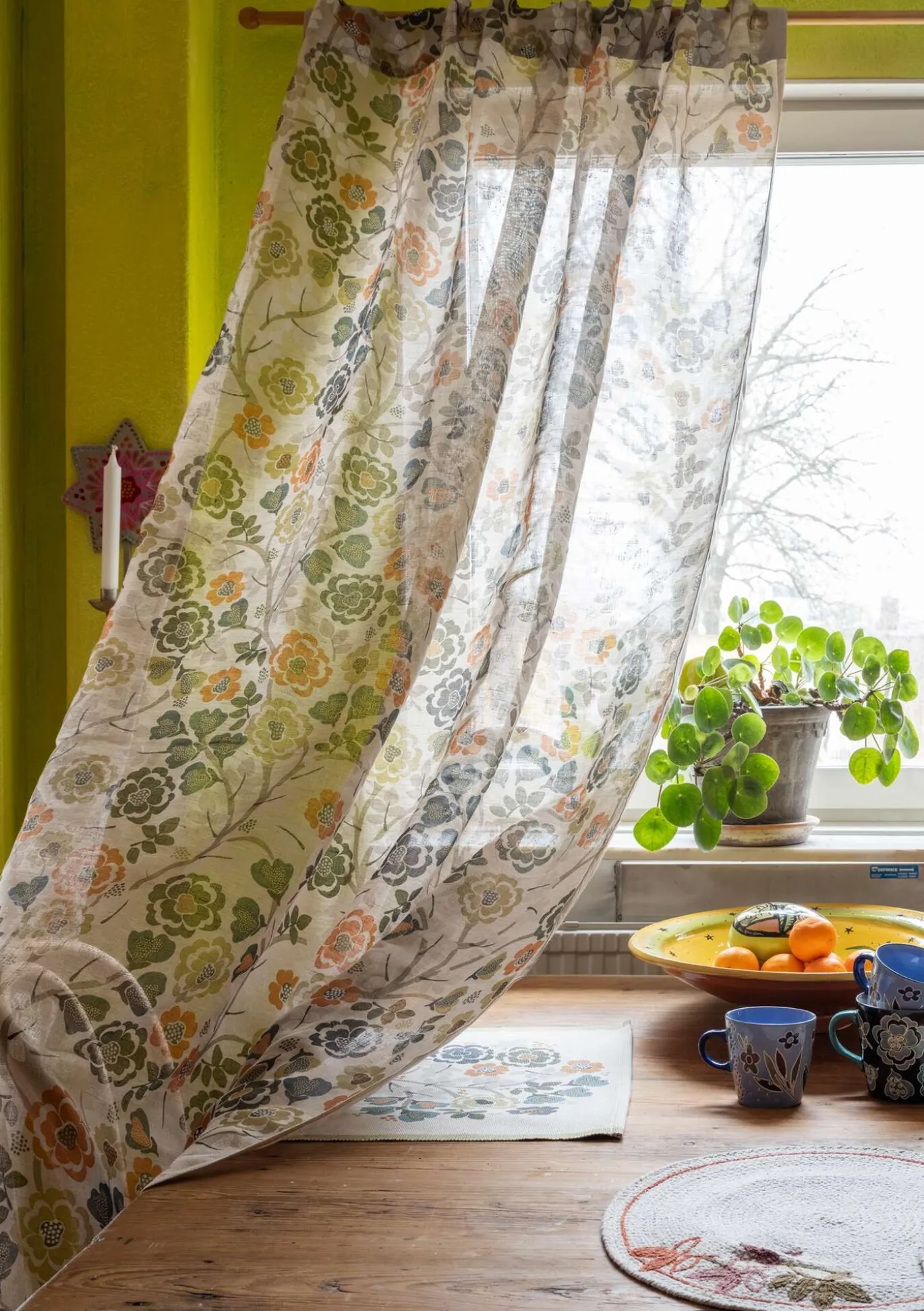 Verhokappa "Wild rose" pellavaa ja puuvillaa